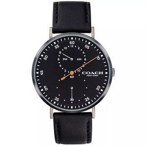 Coach Charles Black Dial Leather Strap Quartz 14602476 Mens Watch New
